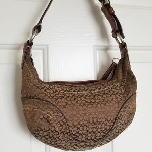 Authentic Coach Small Hobo In Signature Canvas
